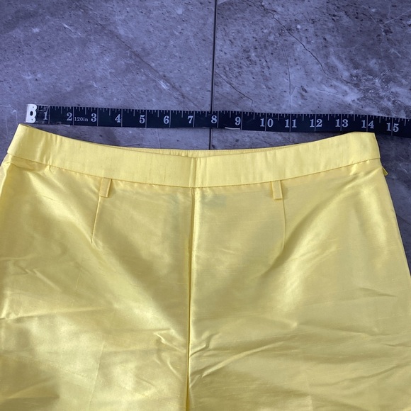 W by Worth Pants Women’s 4 Highlighter Yellow 100% Silk Classic Preppy Slim Fit - Picture 10 of 13